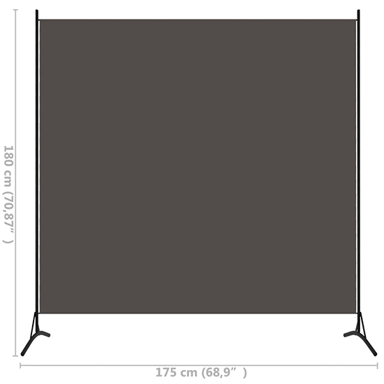 Agrippa Fabric 1 Panel 175cm x 180cm Room Divider In Anthracite