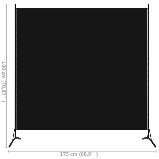 Agrippa Fabric 1 Panel 175cm x 180cm Room Divider In Black