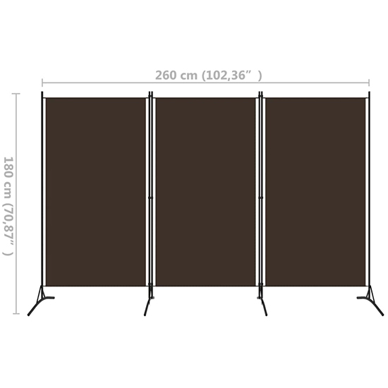 Agrippa Fabric 3 Panels 260cm x 180cm Room Divider In Brown