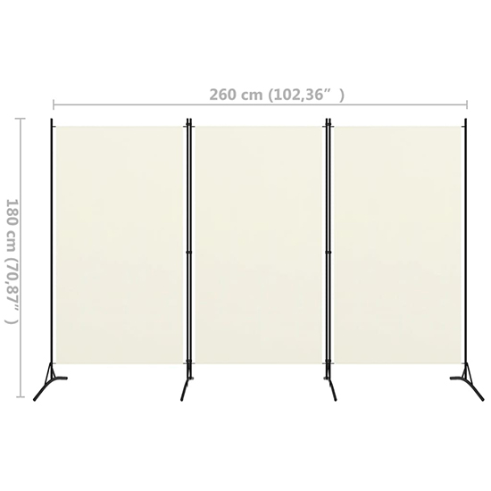 Agrippa Fabric 3 Panels 260cm x 180cm Room Divider In White