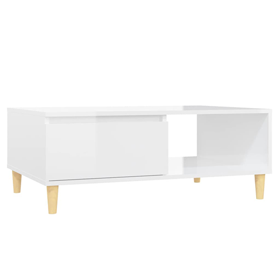 Agron High Gloss Coffee Table With 1 Door In White_3