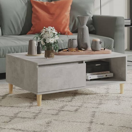 Product photograph of Agron Wooden Coffee Table With 1 Door In Concrete Effect from Furniture in Fashion