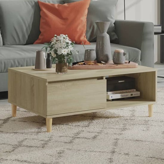 Agron Wooden Coffee Table With 1 Door In Sonoma Oak