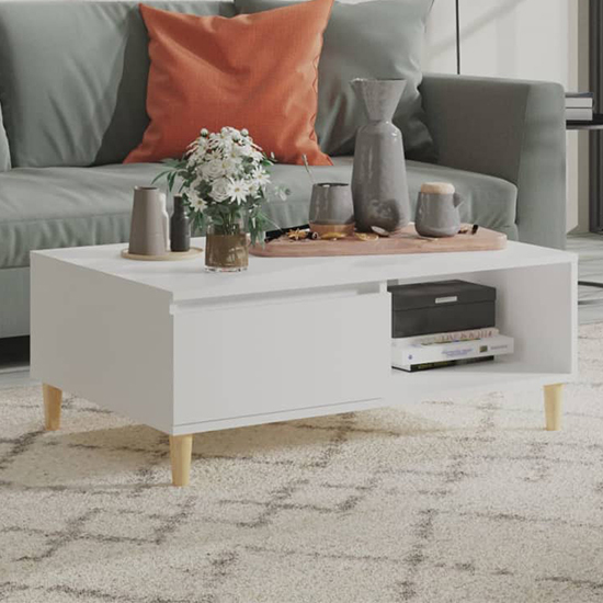Agron Wooden Coffee Table With 1 Door In White
