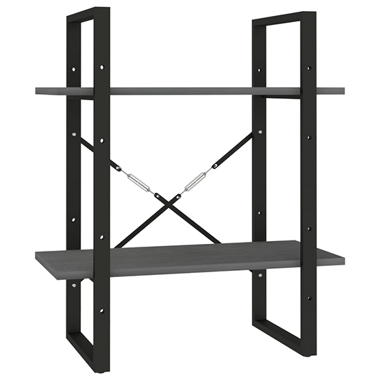 Aharon 2-Tier Solid Pinewood Bookshelf In Grey