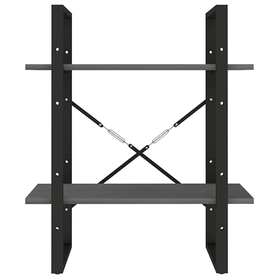 Aharon 2-Tier Solid Pinewood Bookshelf In Grey