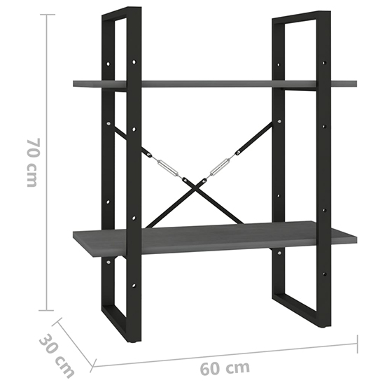 Aharon 2-Tier Solid Pinewood Bookshelf In Grey