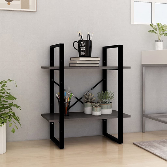 Aharon 2-Tier Solid Pinewood Bookshelf In Grey