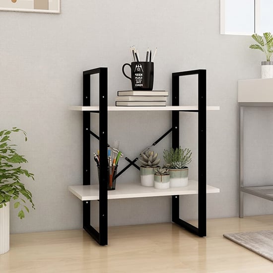 Photo of Aharon 2-tier solid pinewood bookshelf in white