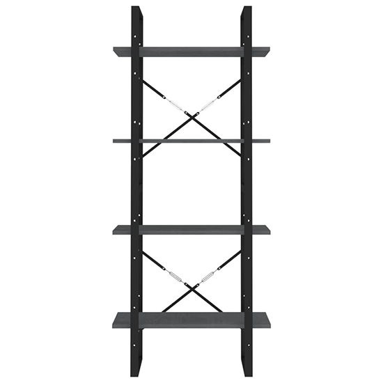 Aharon 4-Tier Solid Pinewood Bookshelf In Grey