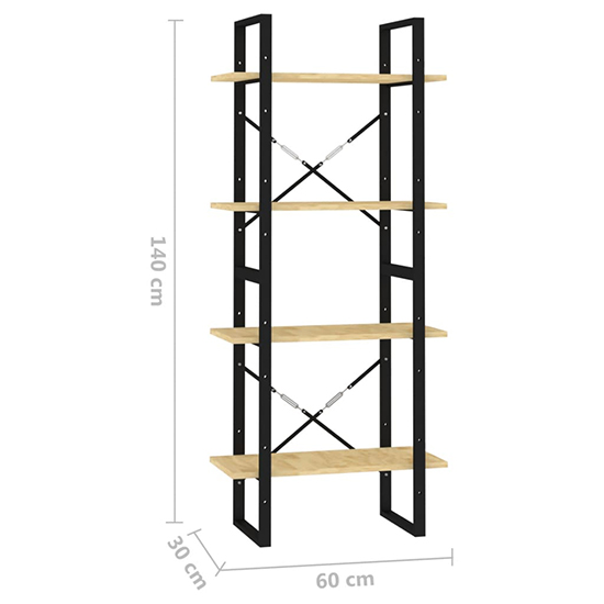 Aharon 4-Tier Solid Pinewood Bookshelf In Natural