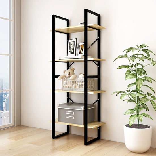 Aharon 4-Tier Solid Pinewood Bookshelf In Natural