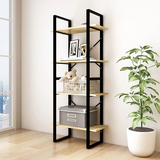 Product photograph of Aharon 4-tier Solid Pinewood Bookshelf In Natural from Furniture in Fashion