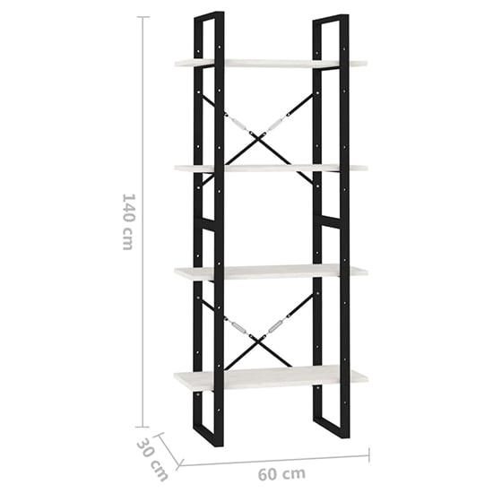 Aharon 4-Tier Solid Pinewood Bookshelf In White