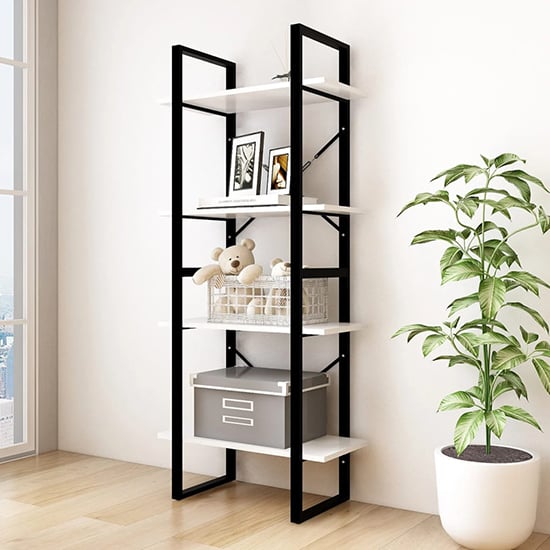 Aharon 4-Tier Solid Pinewood Bookshelf In White