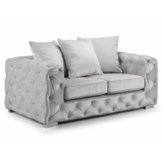 Ahern Plush Velvet 2 Seater Sofa In Silver_1