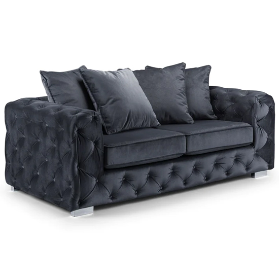 Read more about Ahern plush velvet 3 seater sofa in slate