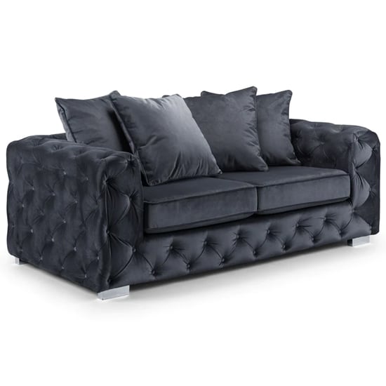 Product photograph of Ahern Plush Velvet 3 Seater Sofa In Slate from Furniture in Fashion