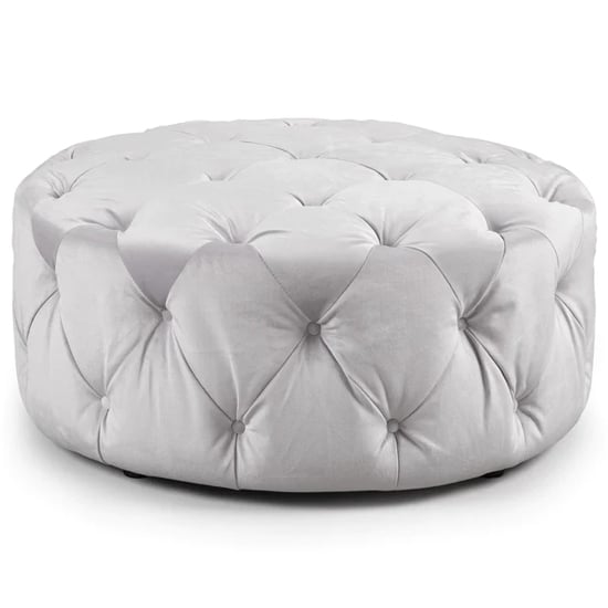 Product photograph of Ahern Plush Velvet Footstool In Silver from Furniture in Fashion