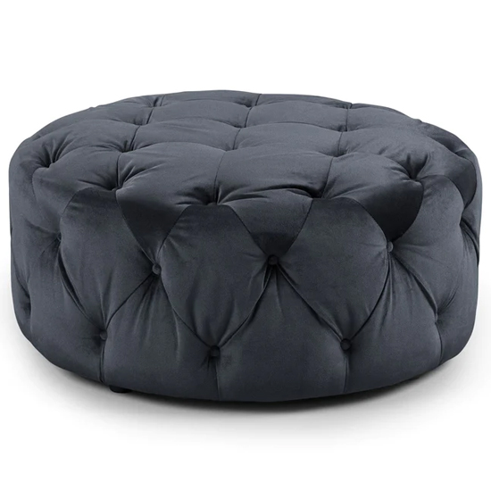 Read more about Ahern plush velvet footstool in slate