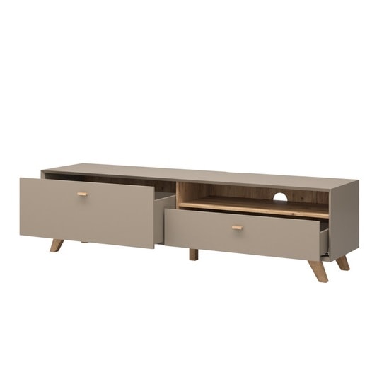 Aiden Wooden TV Stand Large In Stone Grey And Navarra Oak Furniture