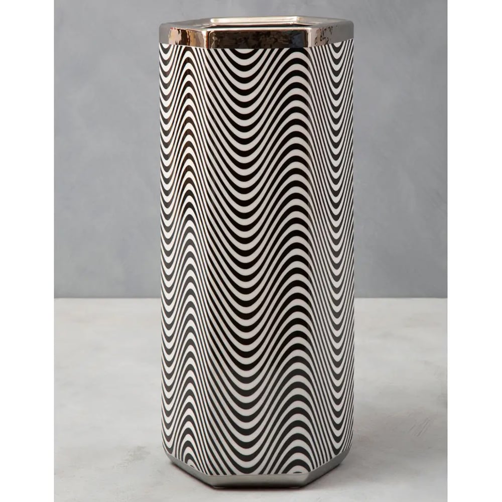 Aiken Ceramic Umbrella Stand In Black And White