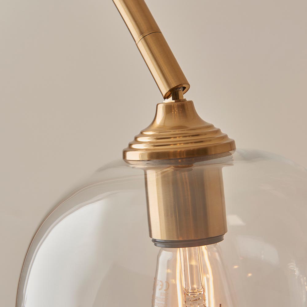 Aiken Clear Glass Floor Lamp In Brushed Aged Brass