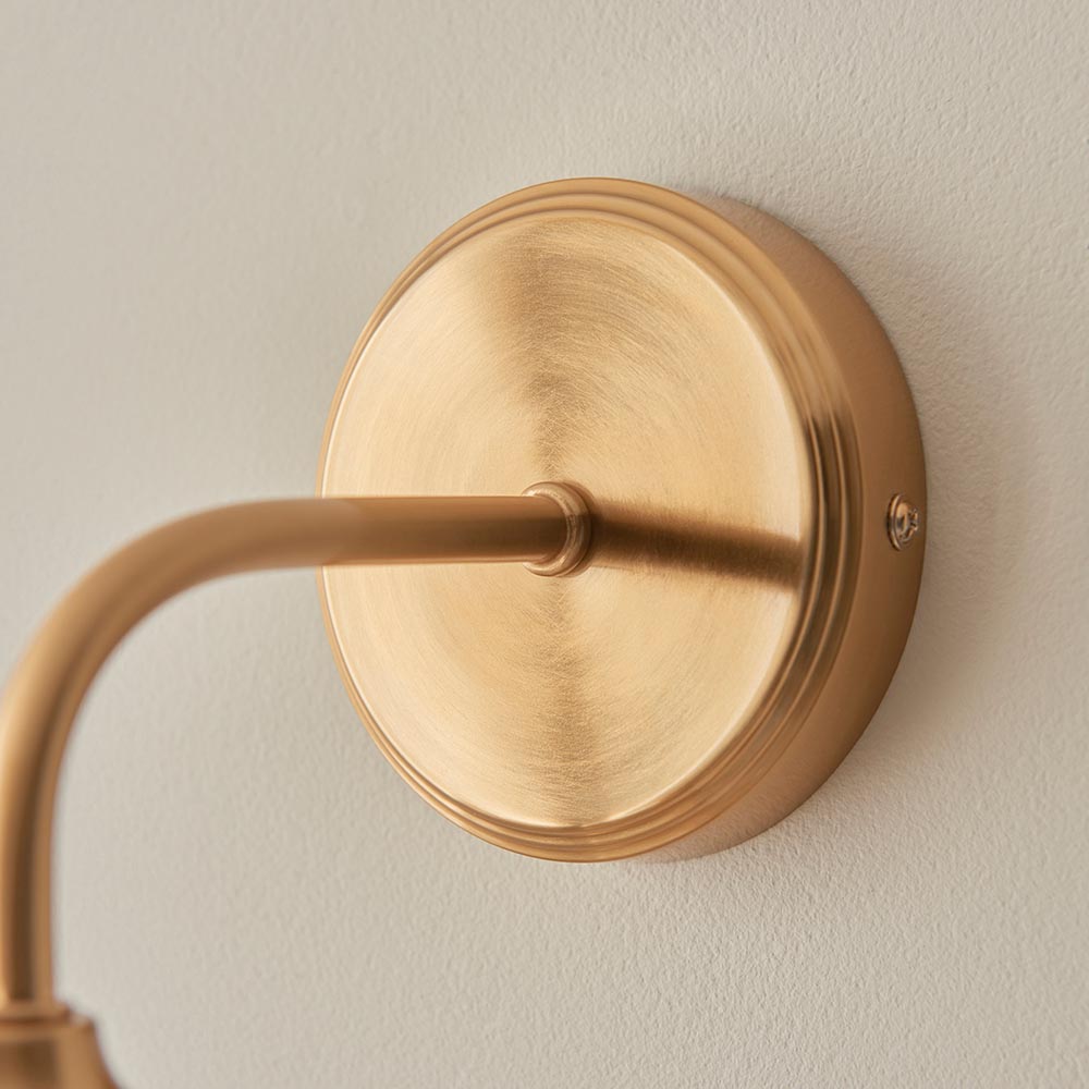 Aiken Clear Glass Wall Light In Brushed Aged Brass