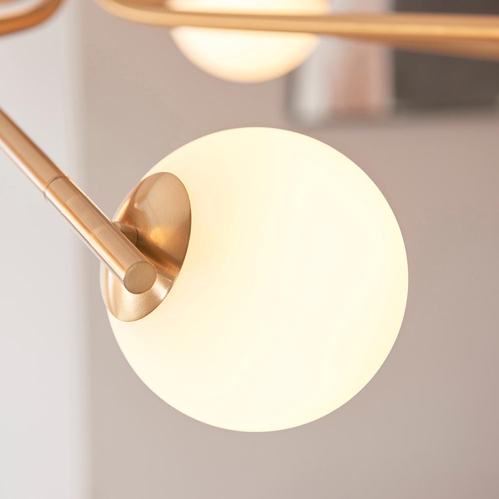 Aiken Glass 10 Light Pendent Ceiling Light In Brushed Aged Brass