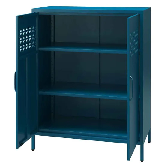 Aiken Metal Storage Cabinet With 2 Doors In Deep Ocean Blue