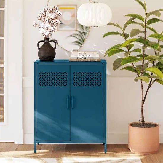 Read more about Aiken metal storage cabinet with 2 doors in deep ocean blue