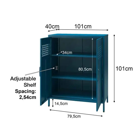 Aiken Metal Storage Cabinet With 2 Doors In Deep Parchment