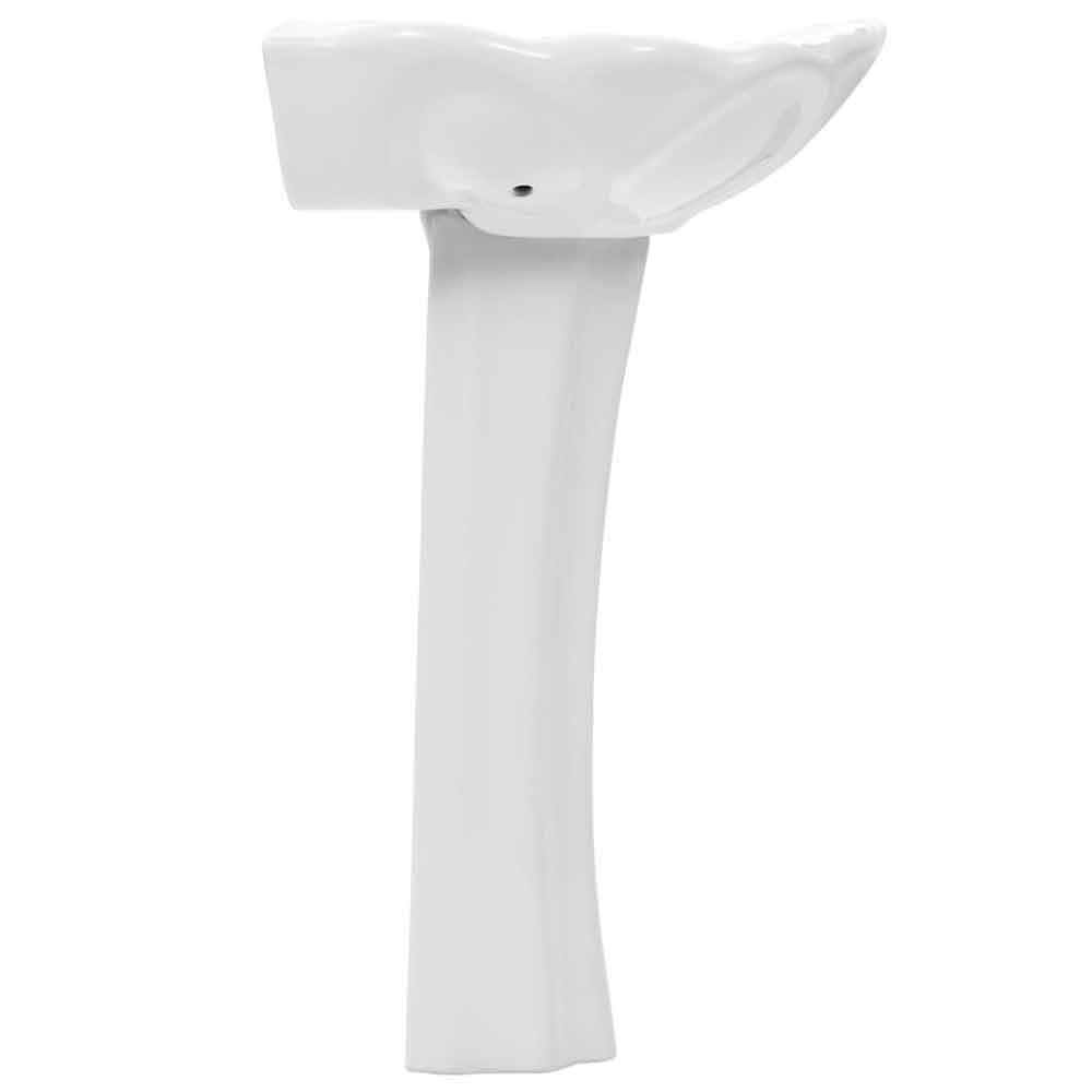 Aiken Rectangular Full Pedestal Basin Without Waste 580mm Wide 1TH - White
