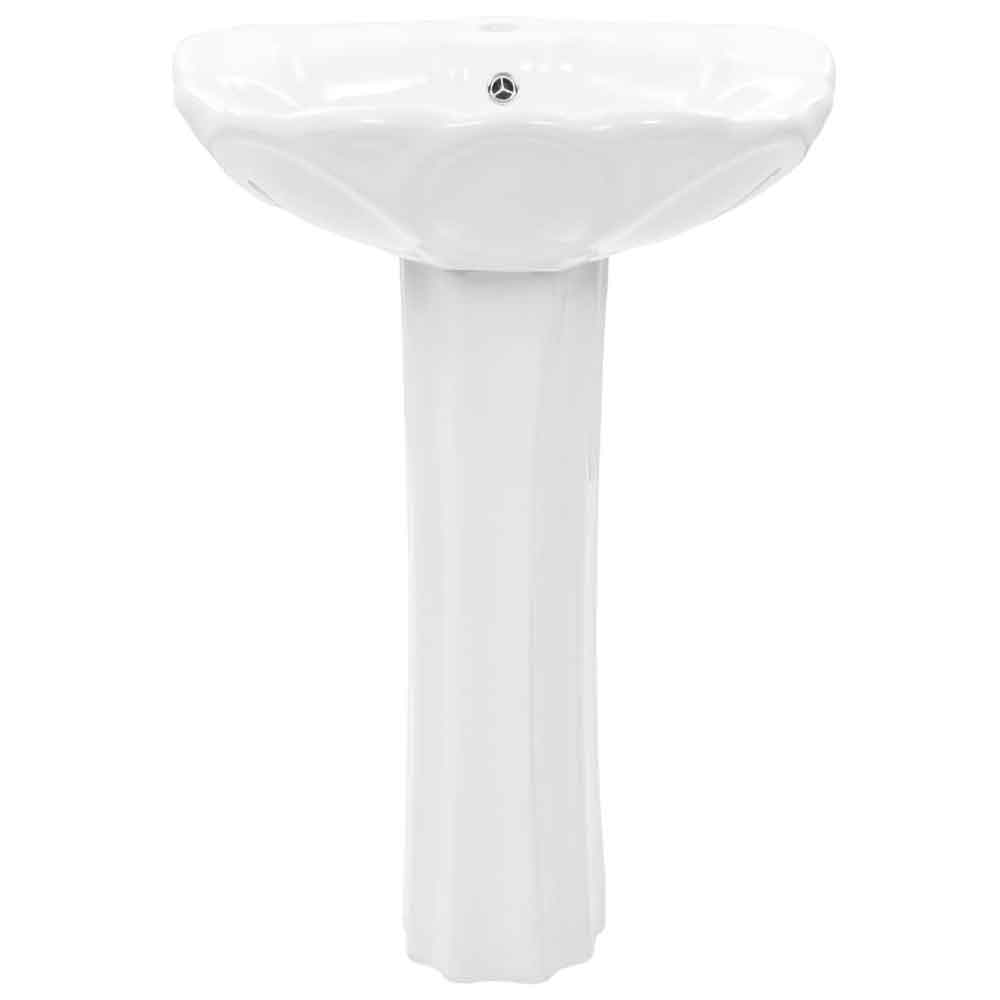Aiken Rectangular Full Pedestal Basin Without Waste 580mm Wide 1TH - White