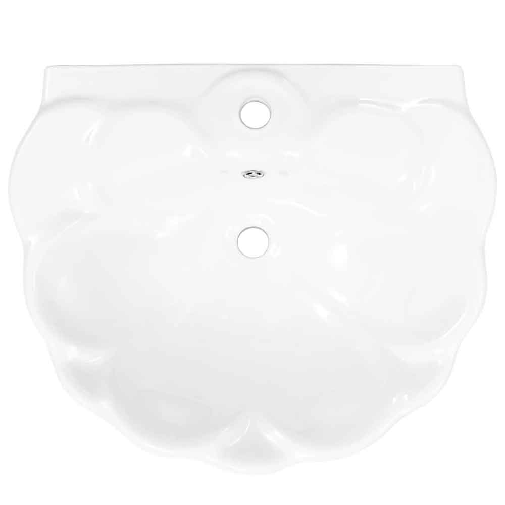 Aiken Rectangular Full Pedestal Basin Without Waste 580mm Wide 1TH - White