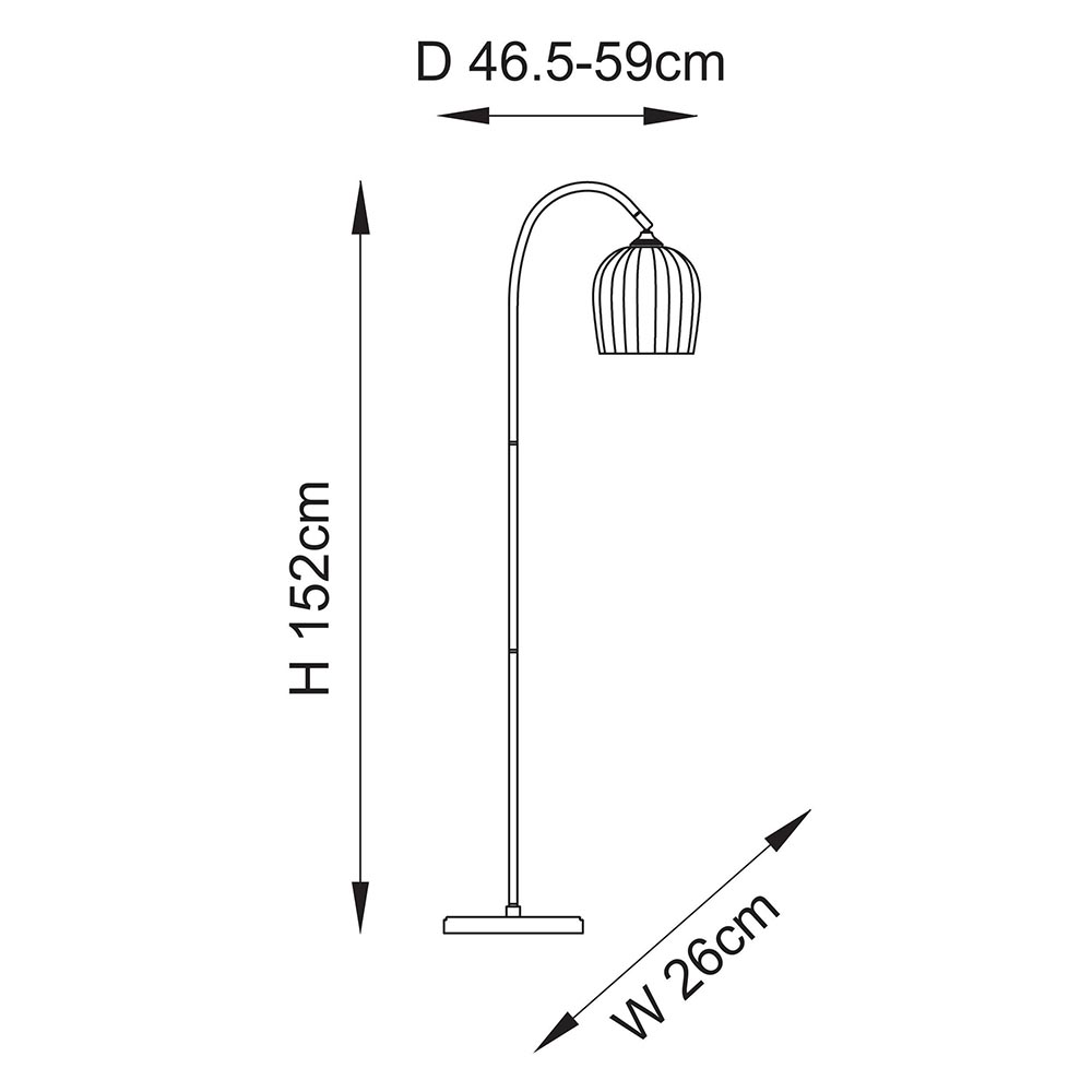 Aiken Ribbed Glass Floor Lamp In Brushed Aged Brass