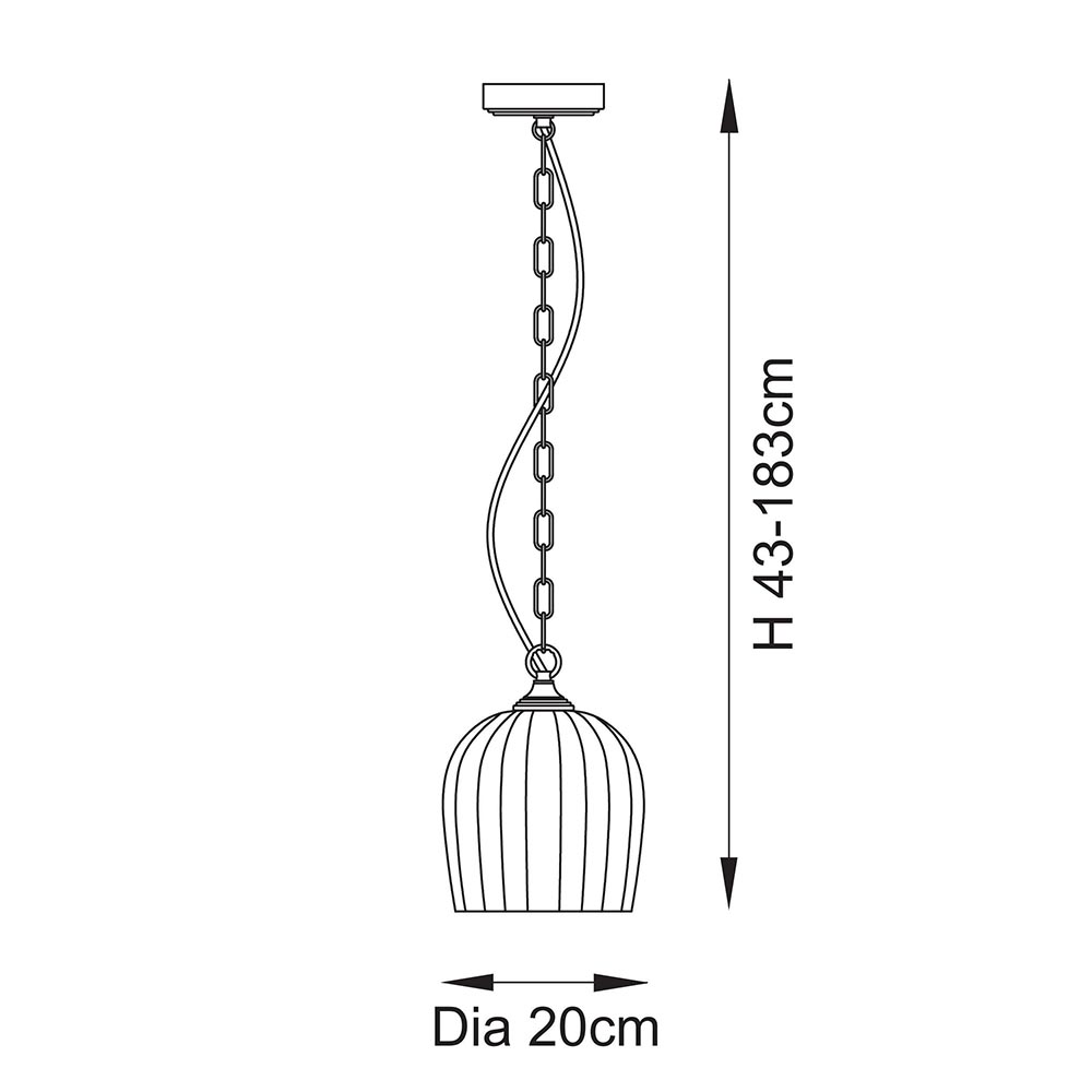 Aiken Ribbed Glass Pendant Ceiling Light In Brushed Aged Brass