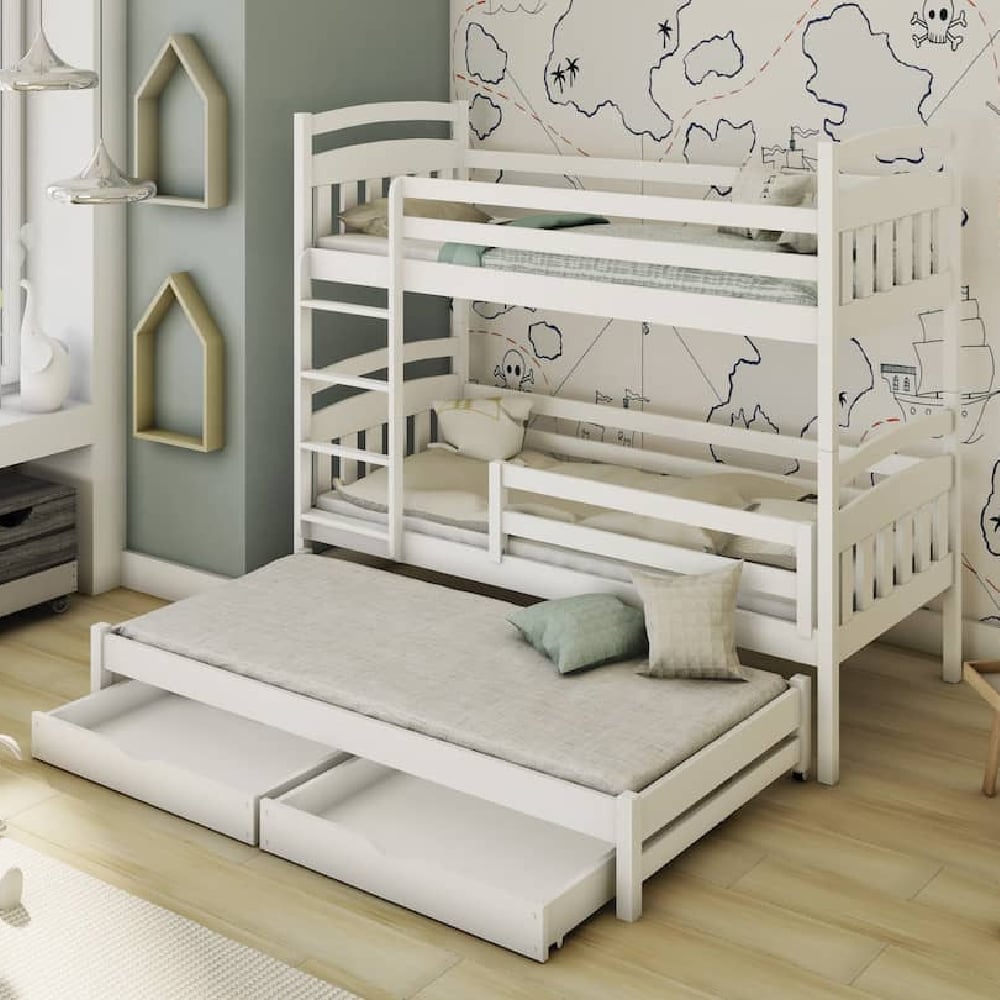 Read more about Aiken wooden bunk bed with foam mattress in matt white