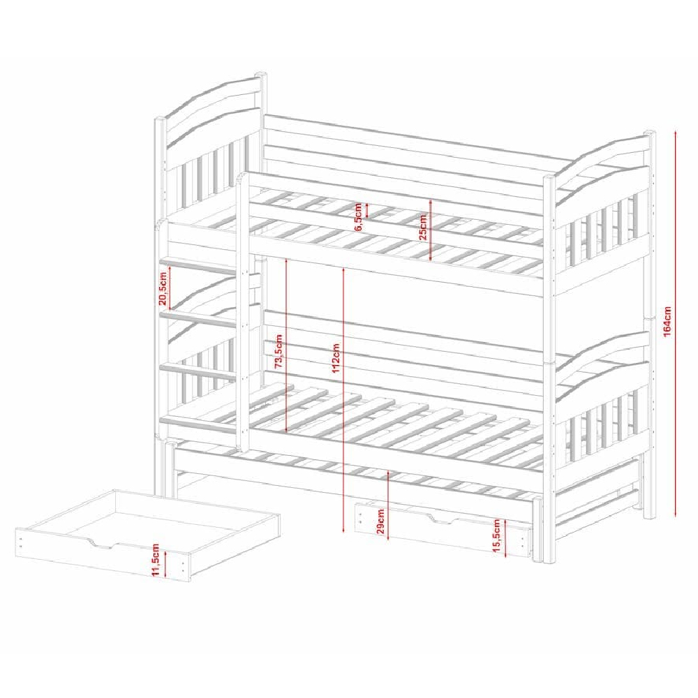 Aiken Wooden Bunk Bed Without Mattress In Pine