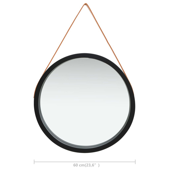 Ailie Large Retro Wall Mirror With Faux Leather Strap In Black_5