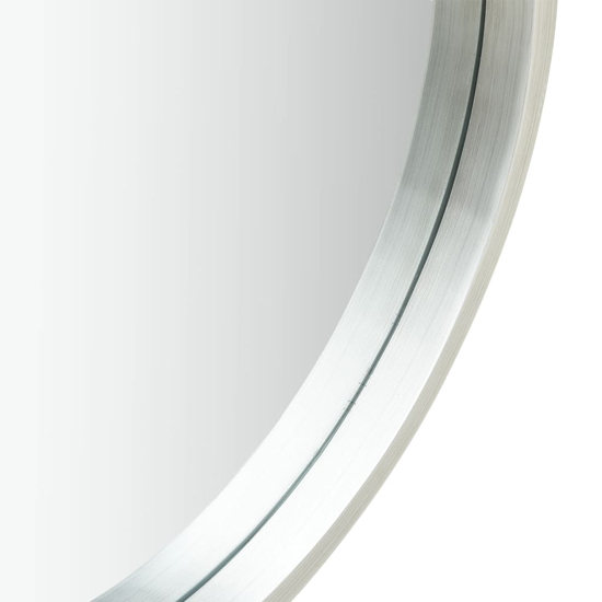 Ailie Large Retro Wall Mirror With Faux Leather Strap In Silver
