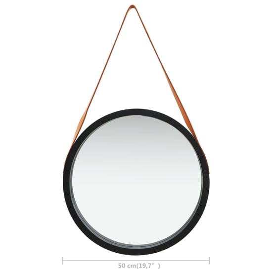 Ailie Medium Retro Wall Mirror With Faux Leather Strap In Black_5