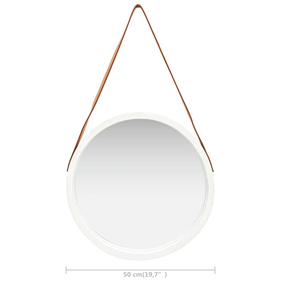 Ailie Medium Retro Wall Mirror With Faux Leather Strap In White_5
