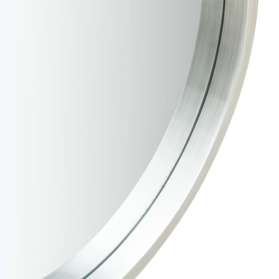 Ailie Small Retro Wall Mirror With Faux Leather Strap In Silver
