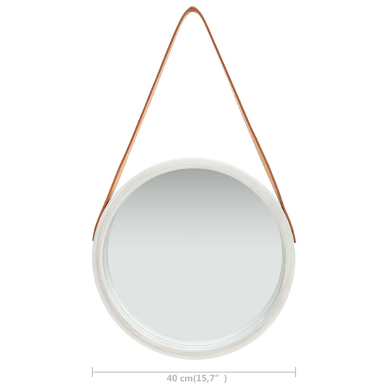 Ailie Small Retro Wall Mirror With Faux Leather Strap In Silver_5