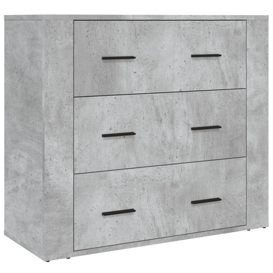 Ailie Wooden Highboard With 3 Drawers 2 Shelves In Concrete Effect