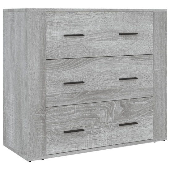 Ailie Wooden Highboard With 3 Drawers 2 Shelves In Grey Sonoma Oak