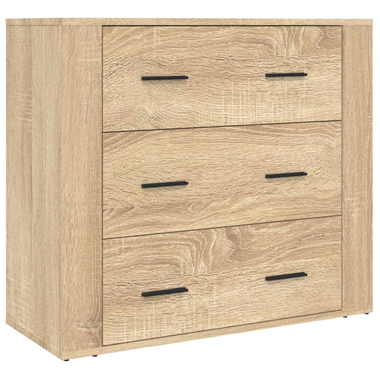 Ailie Wooden Highboard With 3 Drawers 2 Shelves In Sonoma Oak