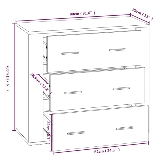 Ailie Wooden Highboard With 3 Drawers 2 Shelves In White