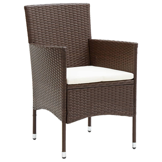Ailis 3 Piece Garden Bistro Set Large In Brown Poly Rattan